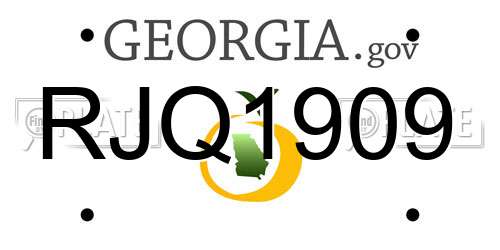 RJQ1909 Georgia License Plate
