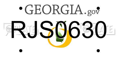 RJS0630 Georgia License Plate
