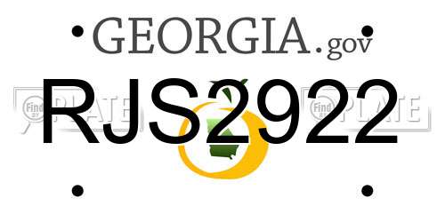 RJS2922 Georgia License Plate