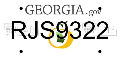 RJS9322 Georgia License Plate