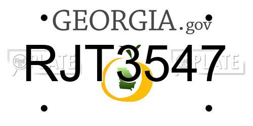RJT3547 Georgia License Plate