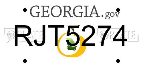 RJT5274 Georgia License Plate