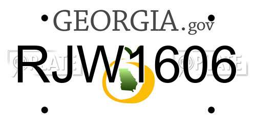 RJW1606 Georgia License Plate