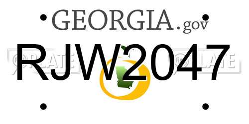 RJW2047 Georgia License Plate