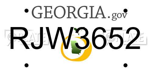 RJW3652 Georgia License Plate