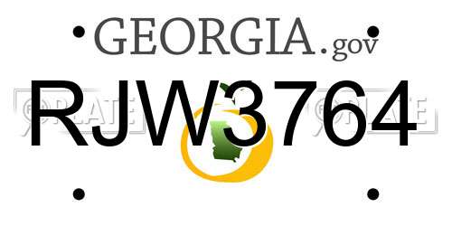 RJW3764 Georgia License Plate