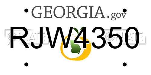 RJW4350 Georgia License Plate