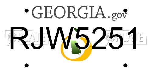 RJW5251 Georgia License Plate
