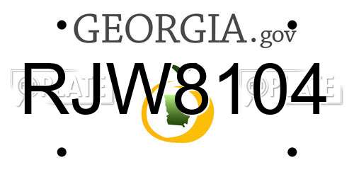 RJW8104 Georgia License Plate