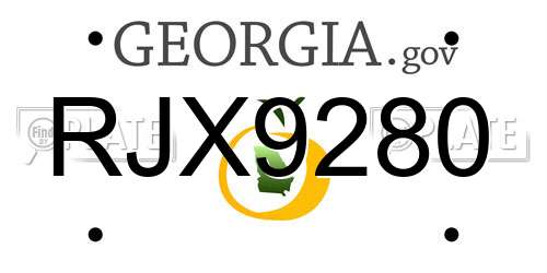 RJX9280 Georgia License Plate
