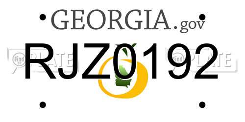 RJZ0192 Georgia License Plate