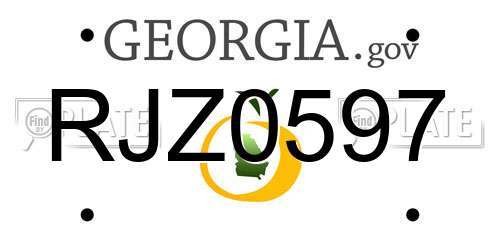 RJZ0597 Georgia License Plate