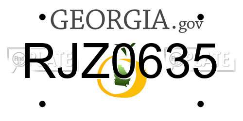 RJZ0635 Georgia License Plate
