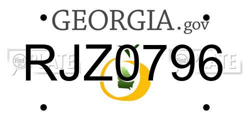 RJZ0796 Georgia License Plate