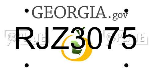 RJZ3075 Georgia License Plate
