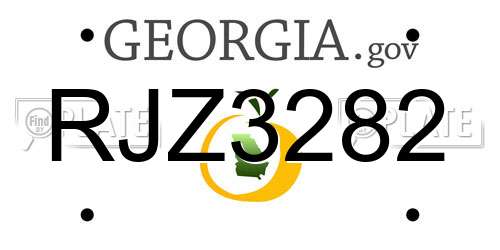 RJZ3282 Georgia License Plate