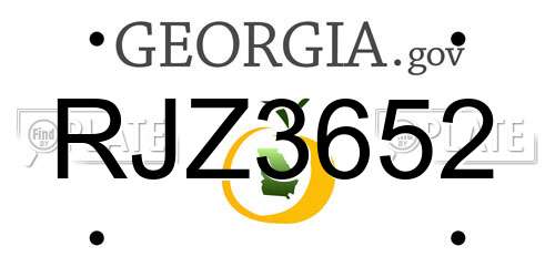 RJZ3652 Georgia License Plate