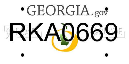 RKA0669 Georgia License Plate