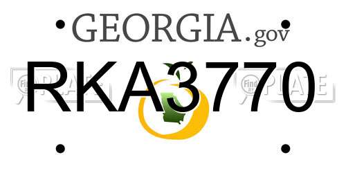 RKA3770 Georgia License Plate