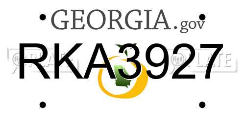 RKA3927 Georgia License Plate