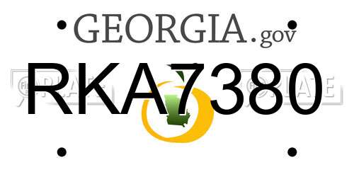 RKA7380 Georgia License Plate