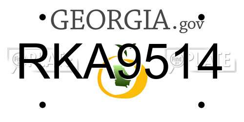 RKA9514 Georgia License Plate