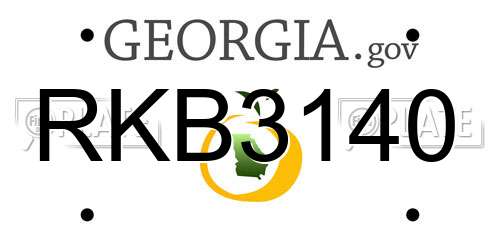 RKB3140 Georgia License Plate