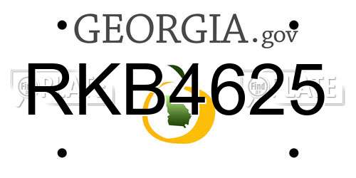 RKB4625 Georgia License Plate