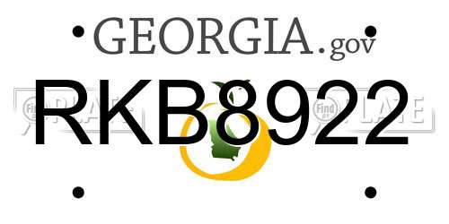 RKB8922 Georgia License Plate