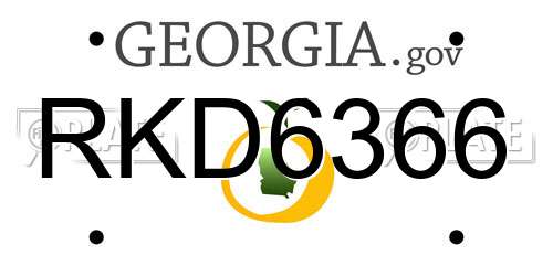 RKD6366 Georgia License Plate