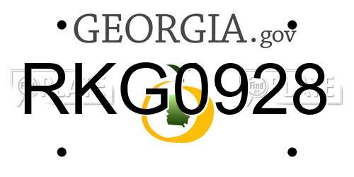 RKG0928 Georgia License Plate