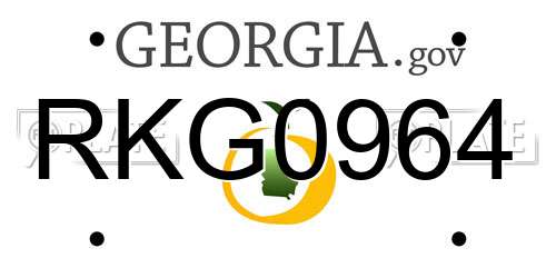 RKG0964 Georgia License Plate