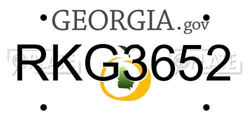 RKG3652 Georgia License Plate