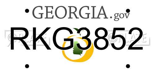RKG3852 Georgia License Plate