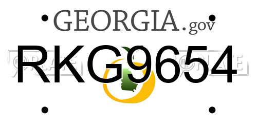 RKG9654 Georgia License Plate