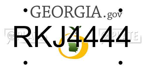 RKJ4444 Georgia License Plate