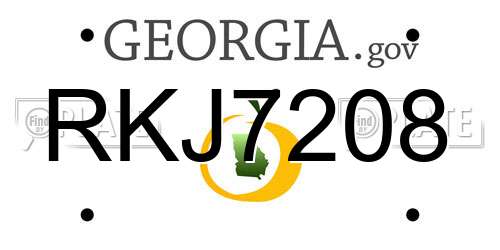 RKJ7208 Georgia License Plate