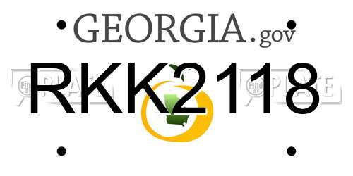 RKK2118 Georgia License Plate