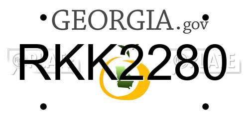 RKK2280 Georgia License Plate