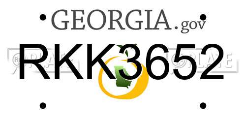 RKK3652 Georgia License Plate