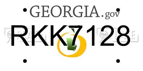 RKK7128 Georgia License Plate