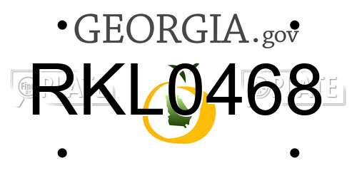 RKL0468 Georgia License Plate