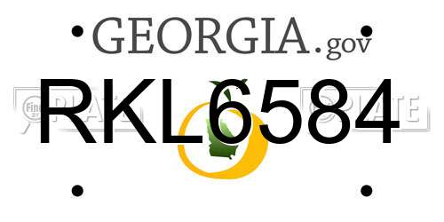 RKL6584 Georgia License Plate