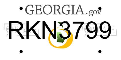 RKN3799 Georgia License Plate