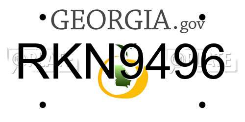 RKN9496 Georgia License Plate