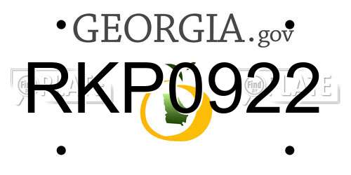 RKP0922 Georgia License Plate