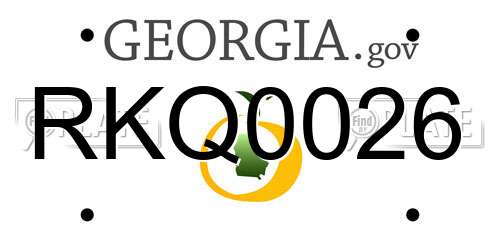 RKQ0026 Georgia License Plate