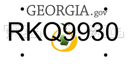 RKQ9930 Georgia License Plate