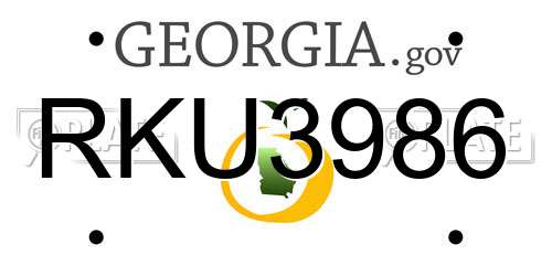 RKU3986 Georgia License Plate