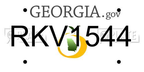 RKV1544 Georgia License Plate